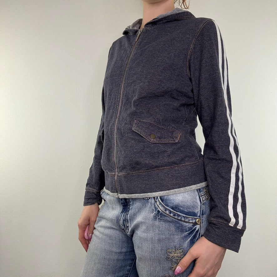 Y2K vintage zip up hoodie denim style striped basic sporty casual preppy workout