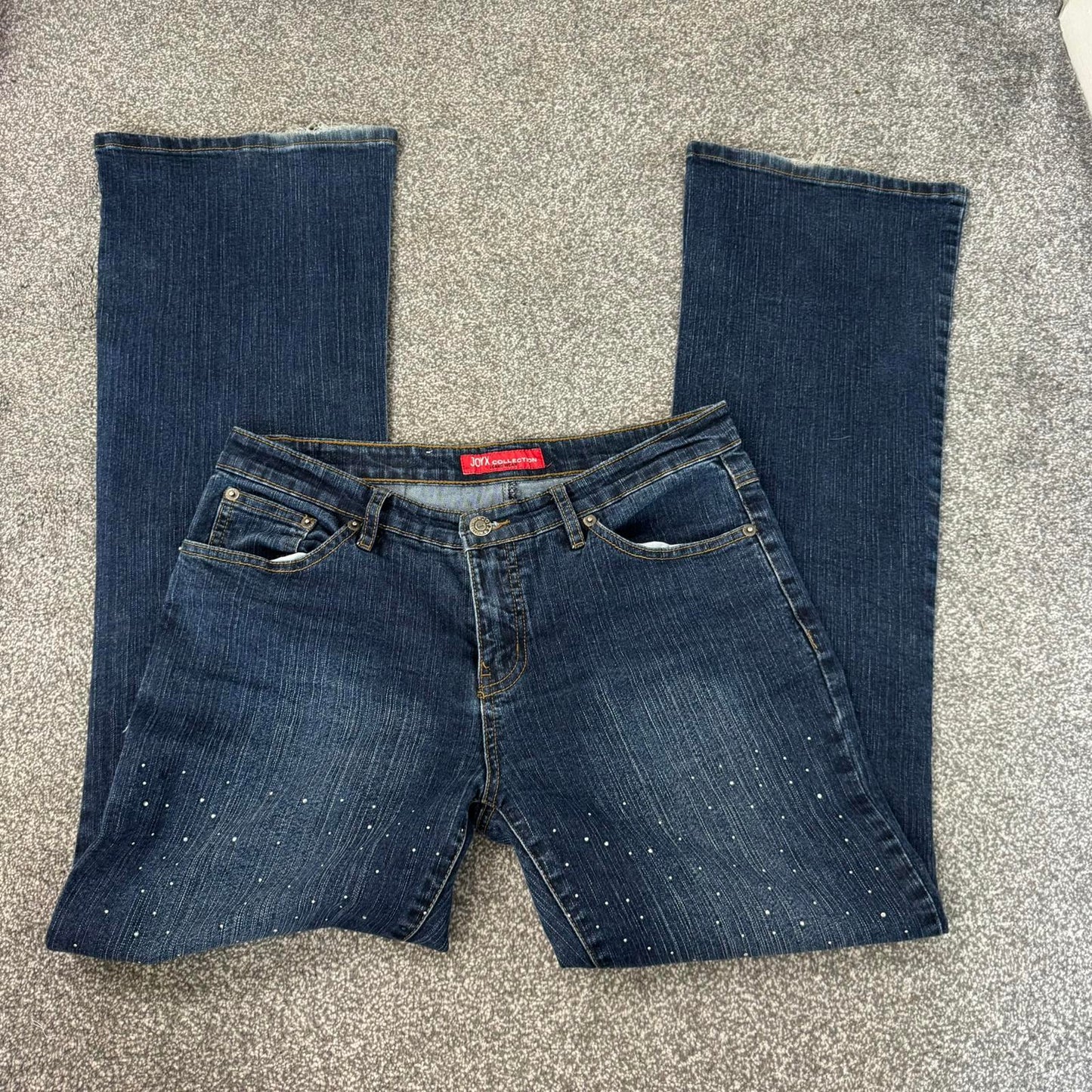 Y2K vintage low rise bootcut rhinestones jeans embellished faded denim