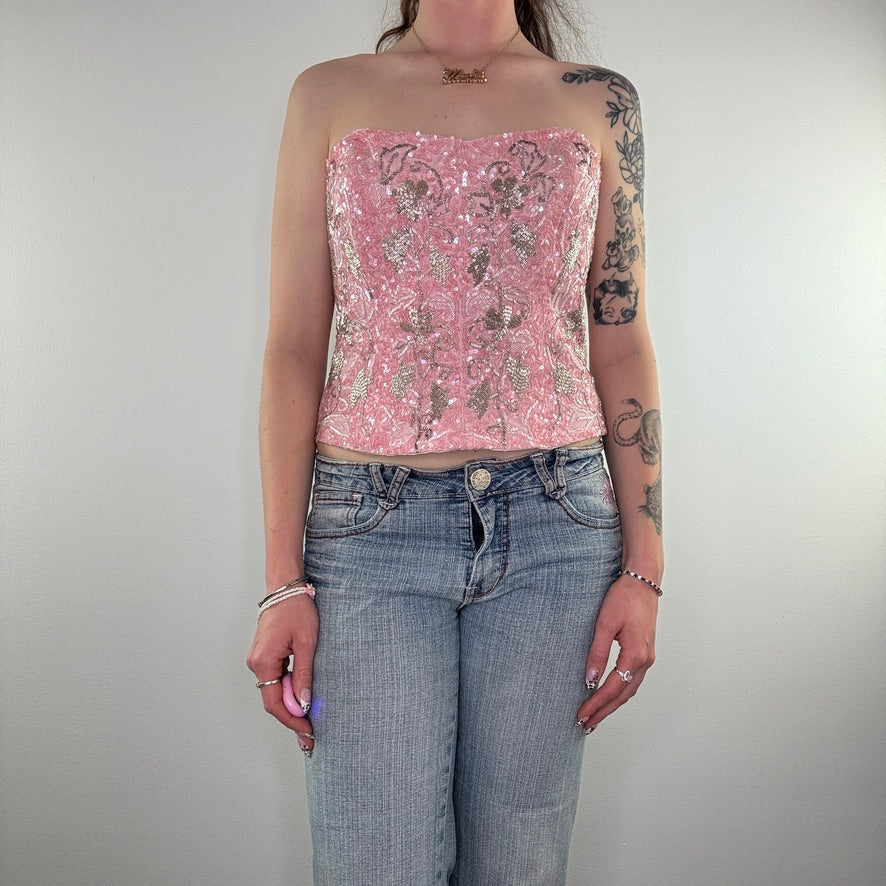 Vintage beaded sequin bustier top