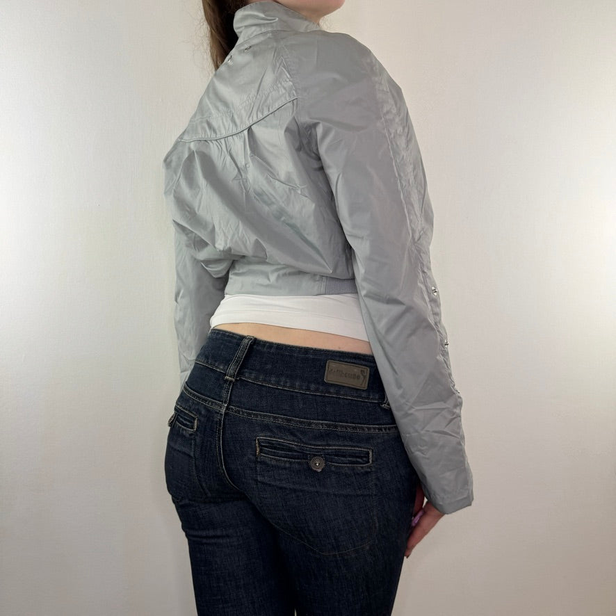 Y2K vintage cropped flare sleeve zip up jacket