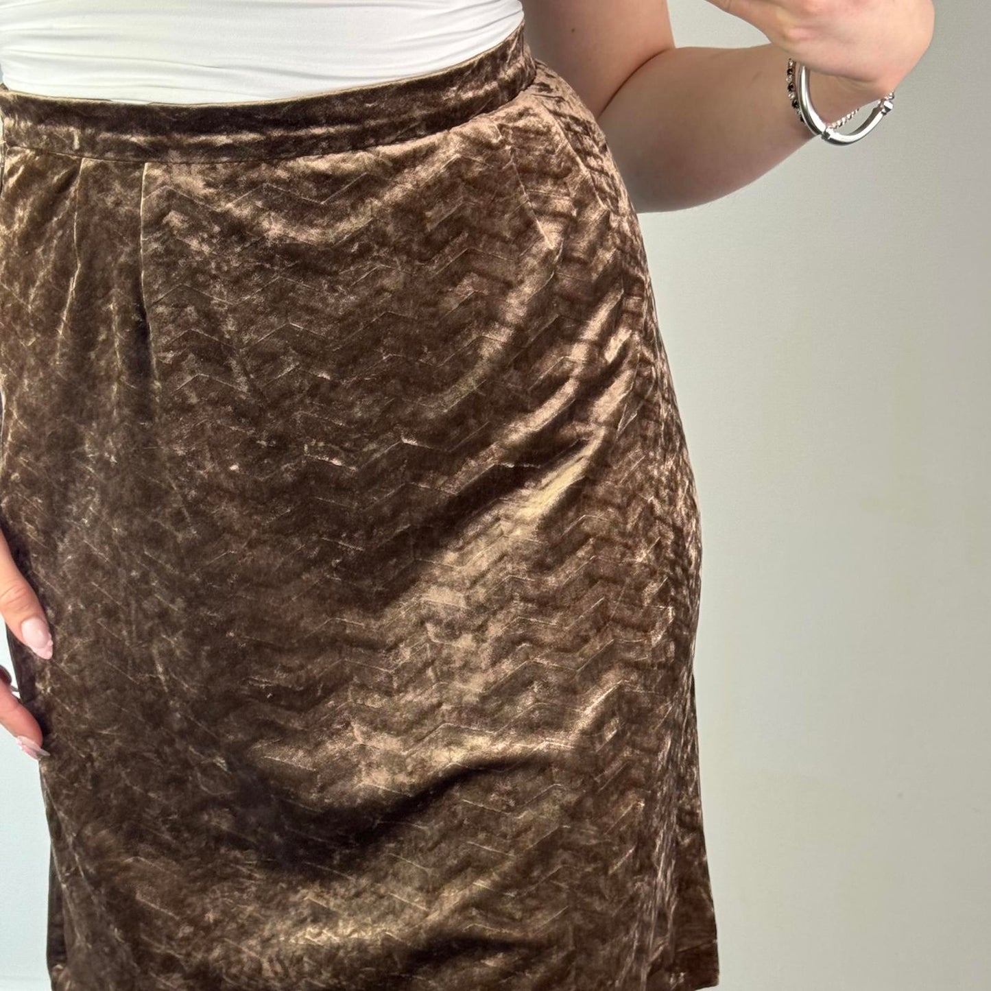 Y2K vintage Dolce & Gabbana velvet chevron pattern a line midi skirt floaty