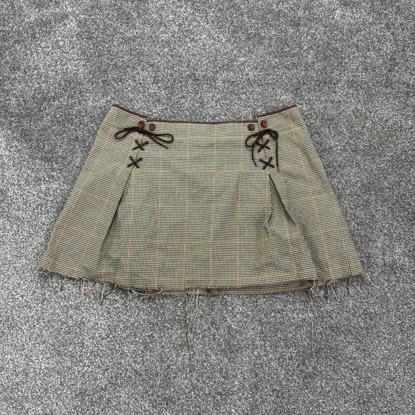 Y2K vintage houndstooth lace up mini skirt
