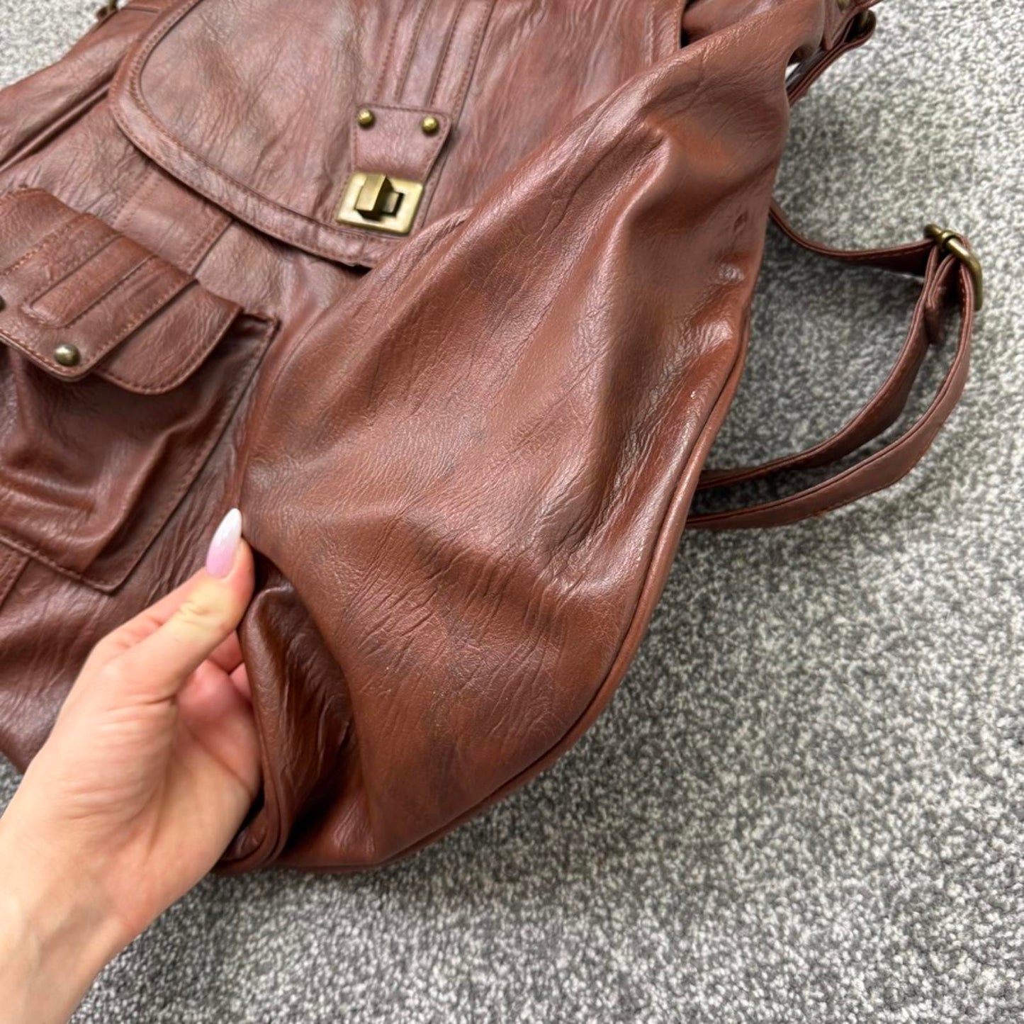 Y2K vintage faux leather crossbody messenger hobo bag large