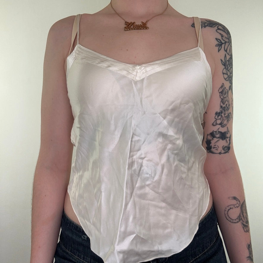 Y2K vintage cream silk cami top