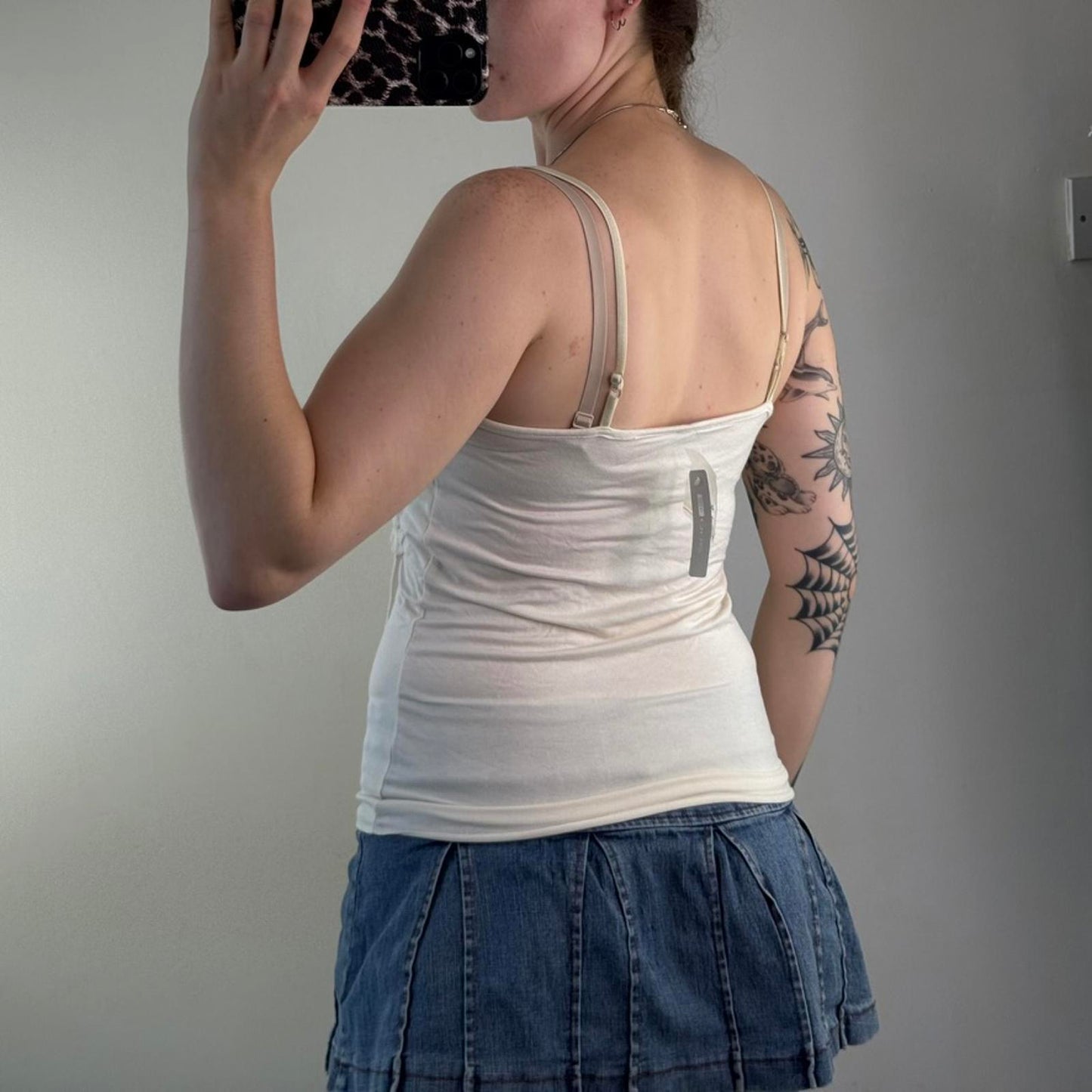 Y2K vintage beaded lace cami top asymmetrical layered hem strappy embellished