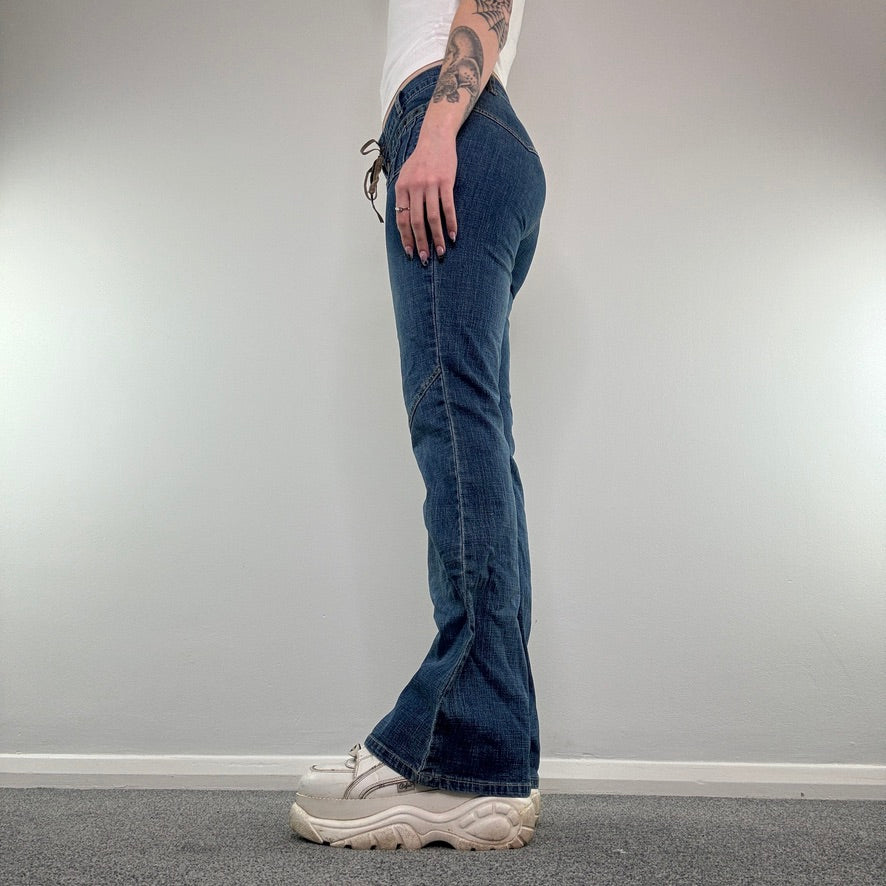 Y2K lace up front flared jeans