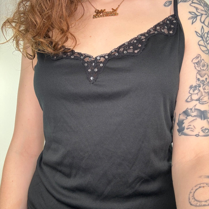 Y2K vintage slinky sequin cami top