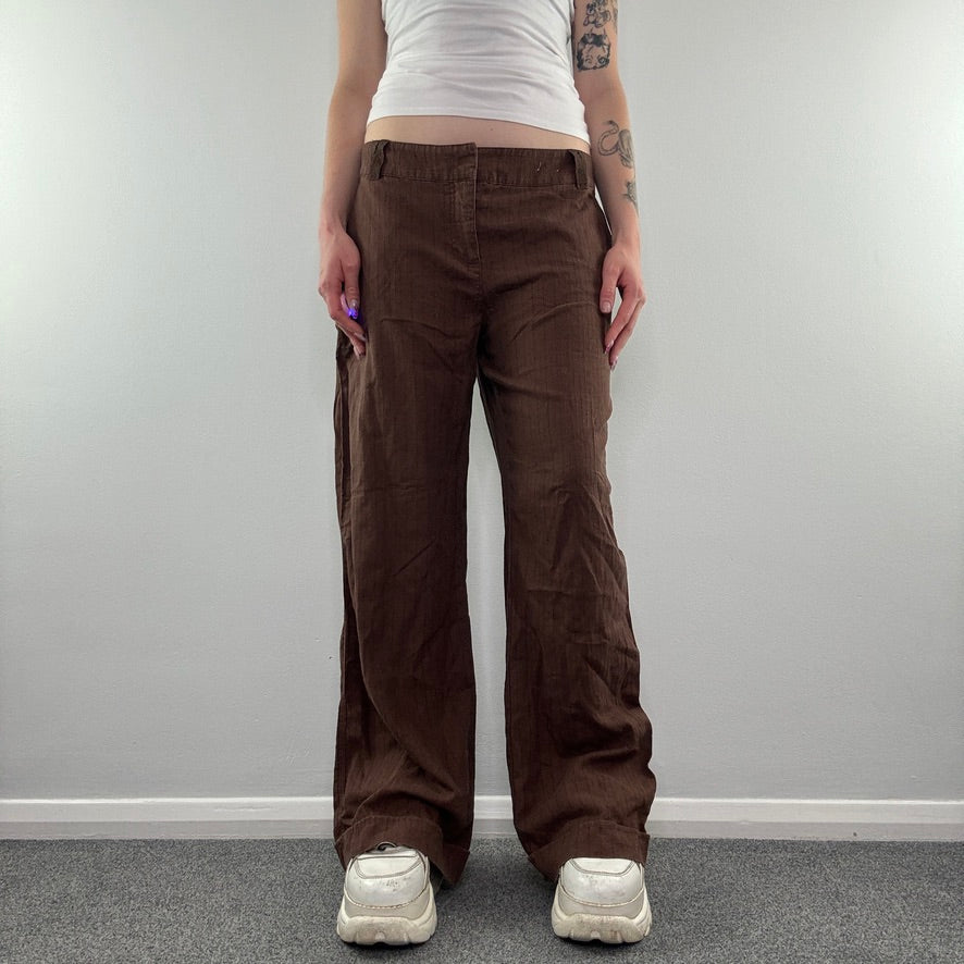 Y2K vintage baggy trousers pinstripe office tailored formal turn up