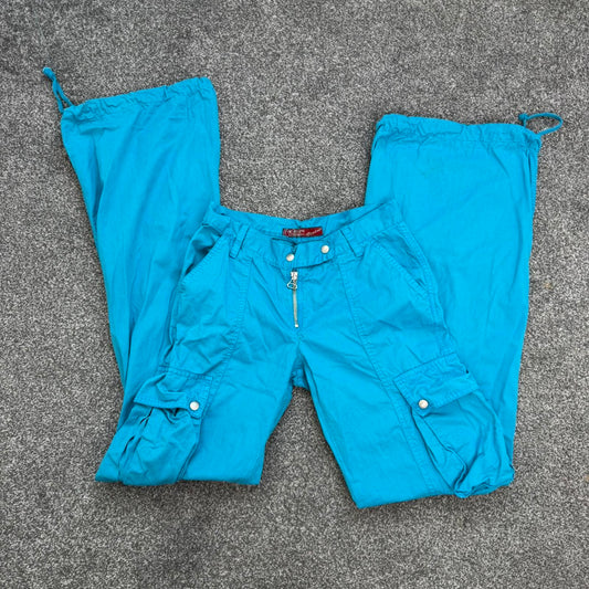 Y2K vintage low rise baggy cargo trousers utility parachute oversized