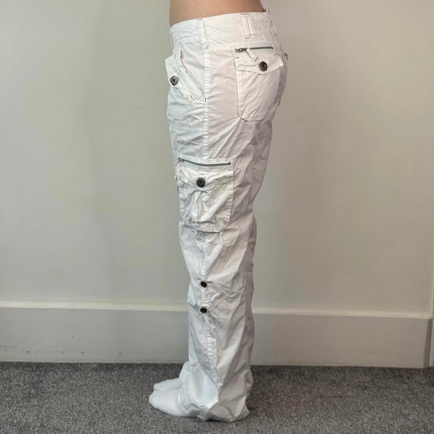 Y2K vintage low rise baggy cargo trousers combat trousers lightweight summer