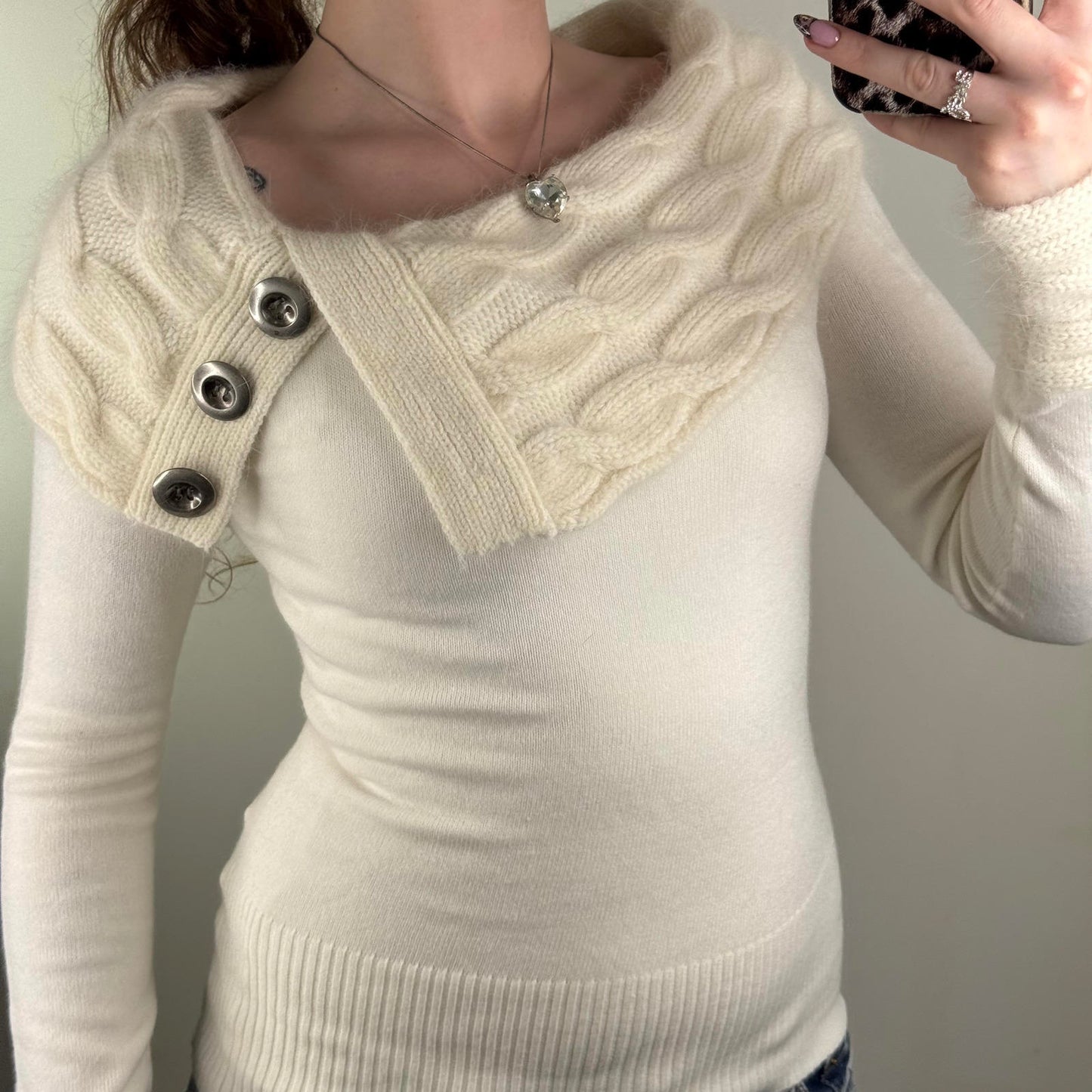 Y2K vintage Jane Norman jumper roll neck knitted cable knit angora wool blend