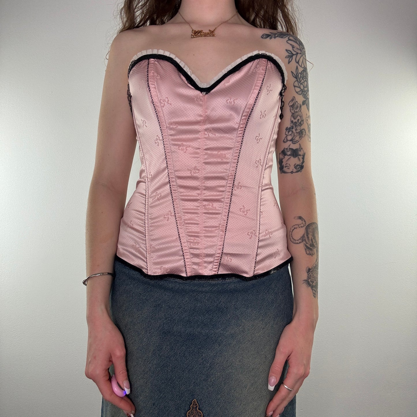 Y2K bow boned corset