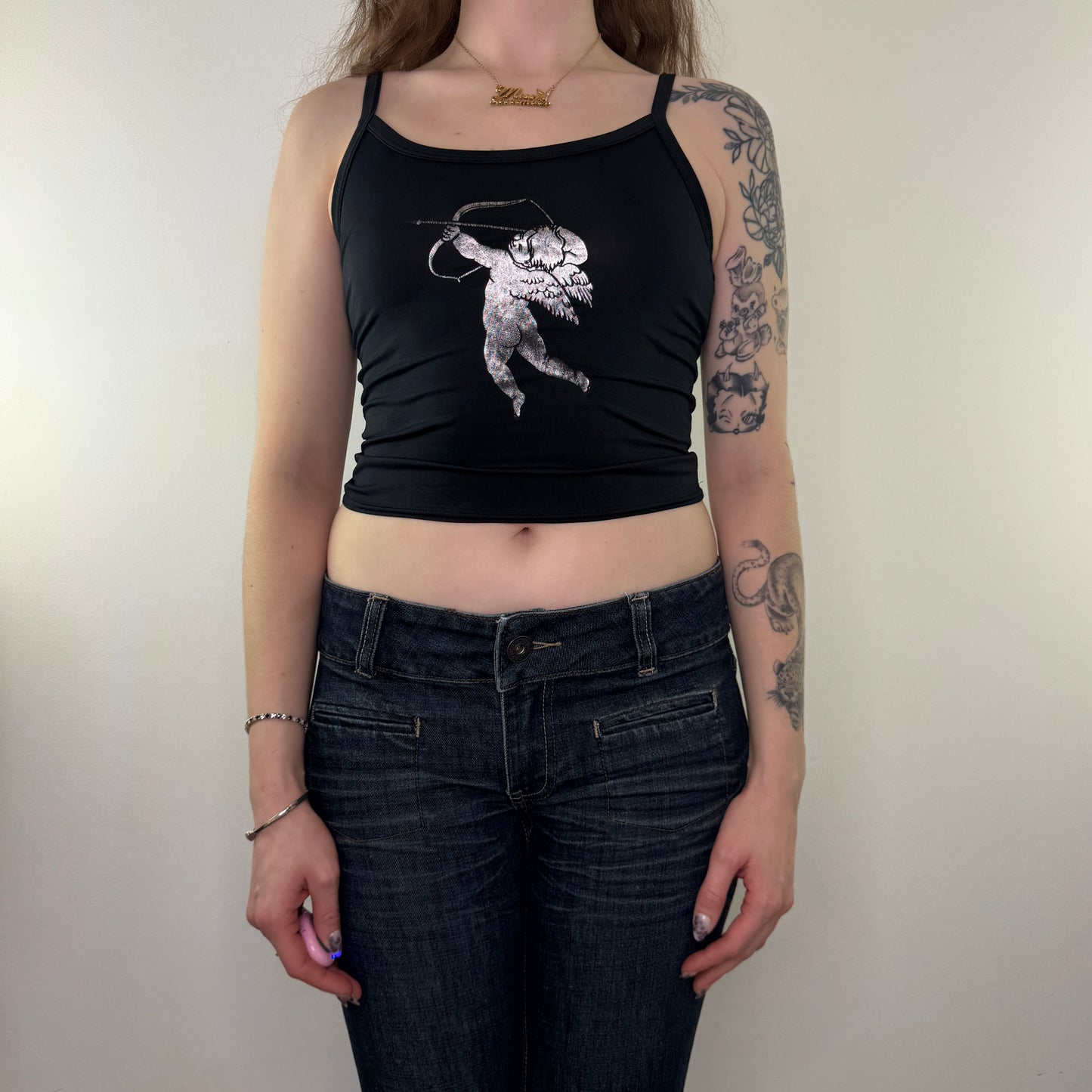 Y2K vintage slinky cherub cami crop top