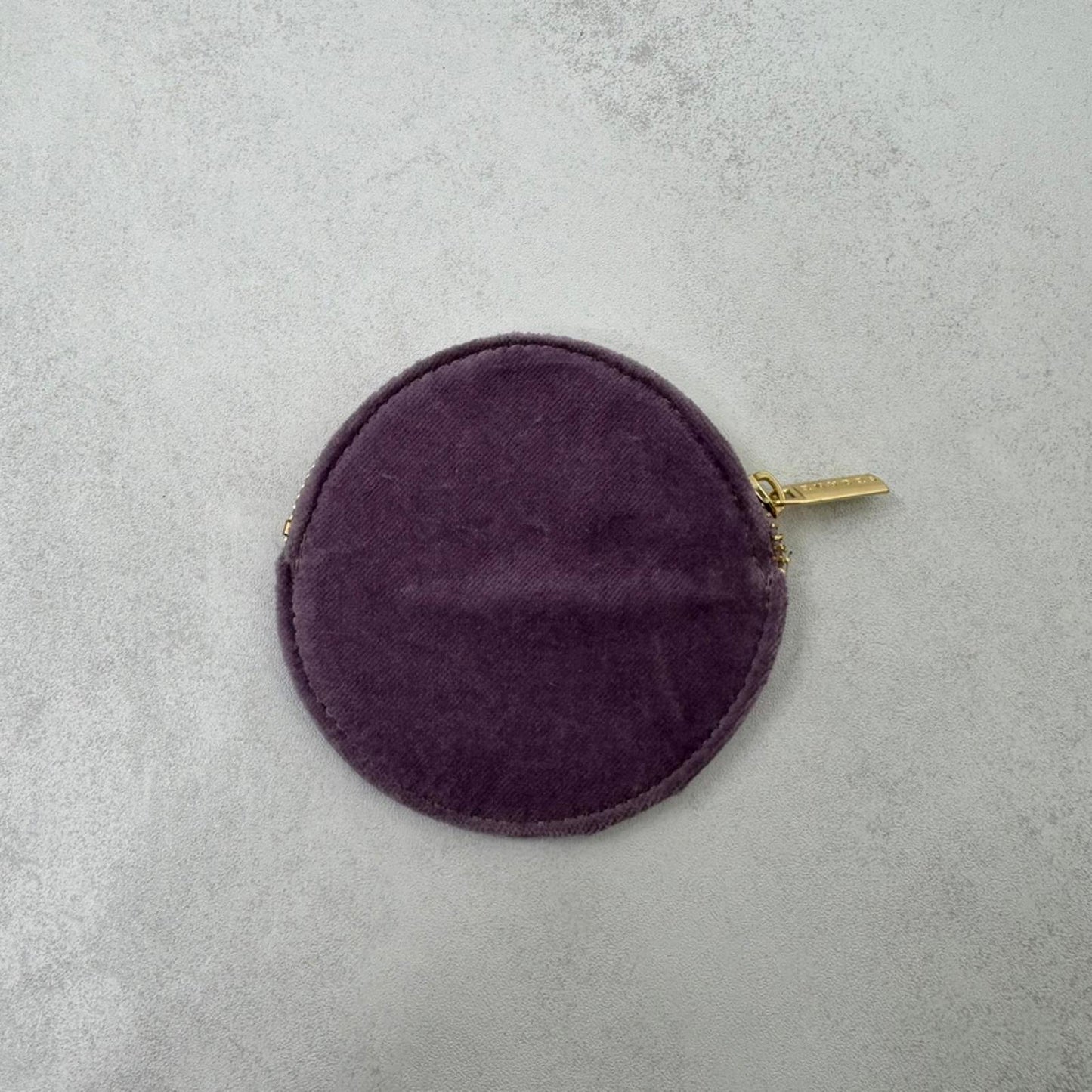 Sézane circular coin purse velour lilac purple gold