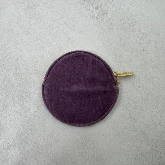 Sézane circular coin purse velour lilac purple gold