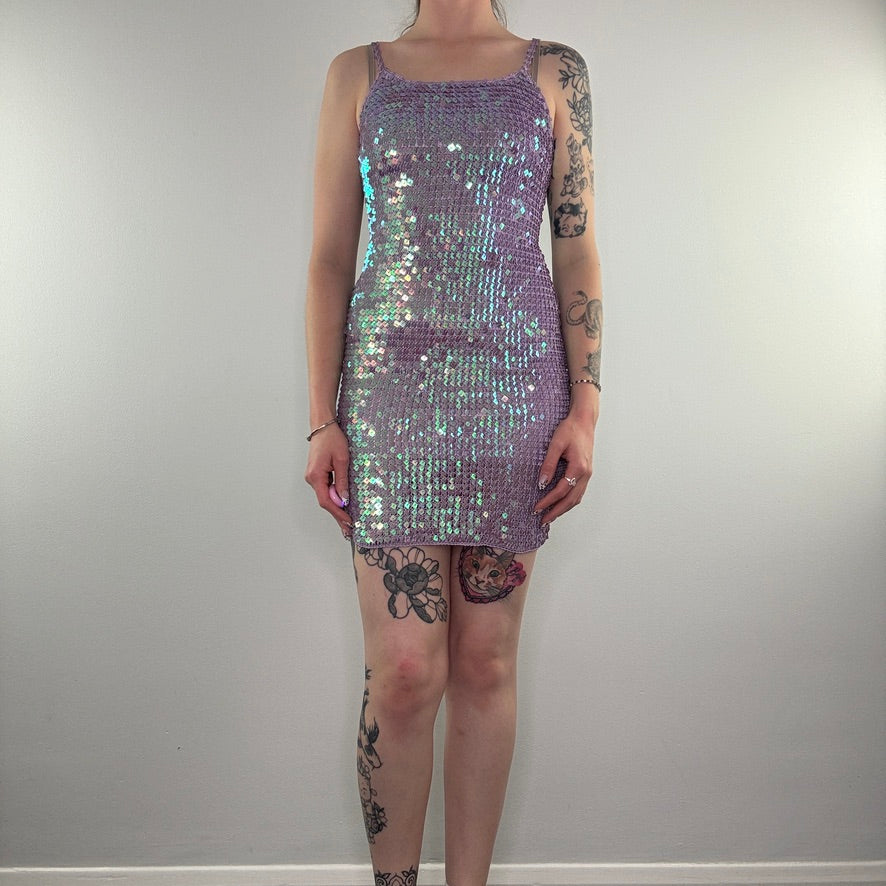 Y2K Lipsy festival sequin crochet mini dress