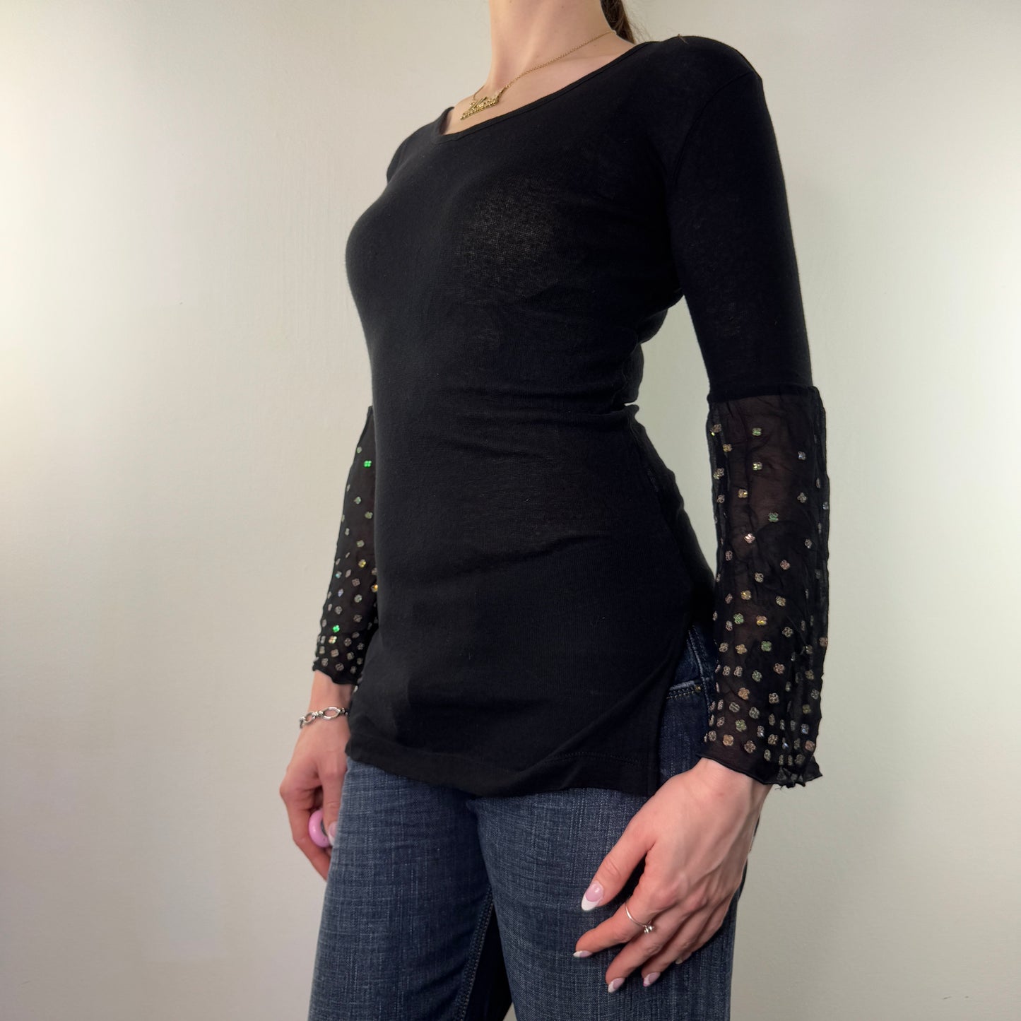 Y2K vintage Custo Barcelona knit long sleeve top flare sleeves