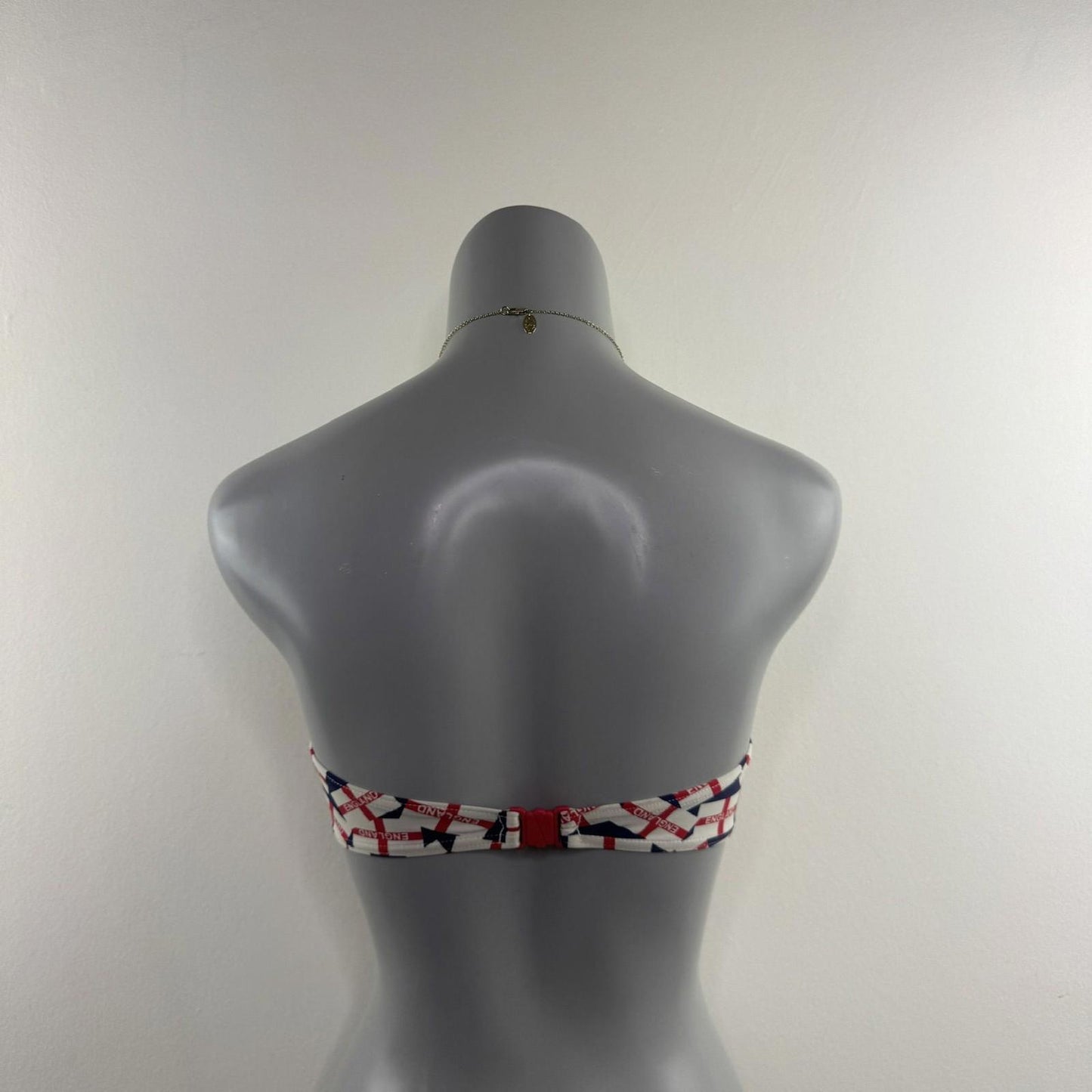 Y2K vintage England halter neck swimwear bikini top football flag bow strapless