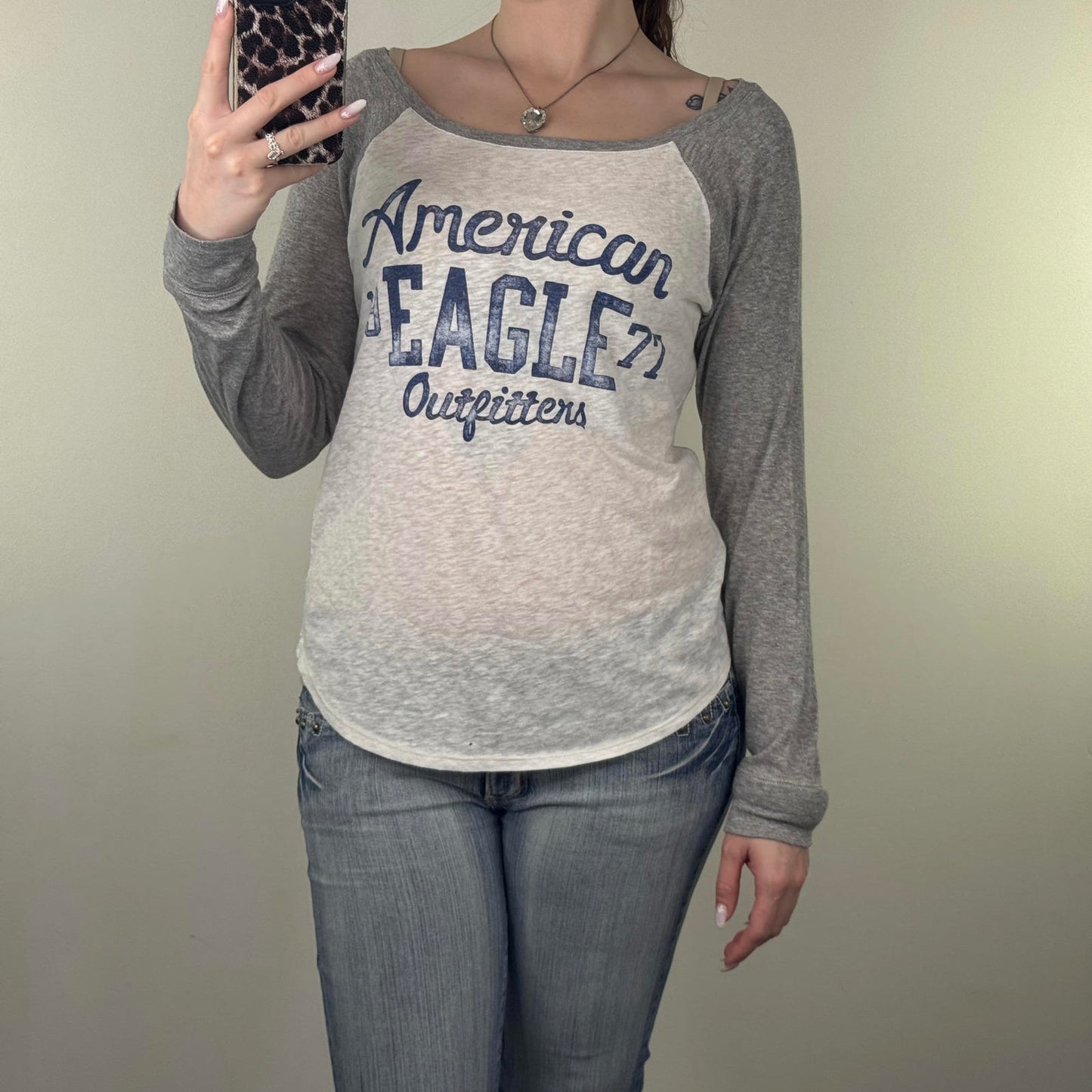 Y2K vintage American Eagles Outfitters long sleeve top graphic print sheer