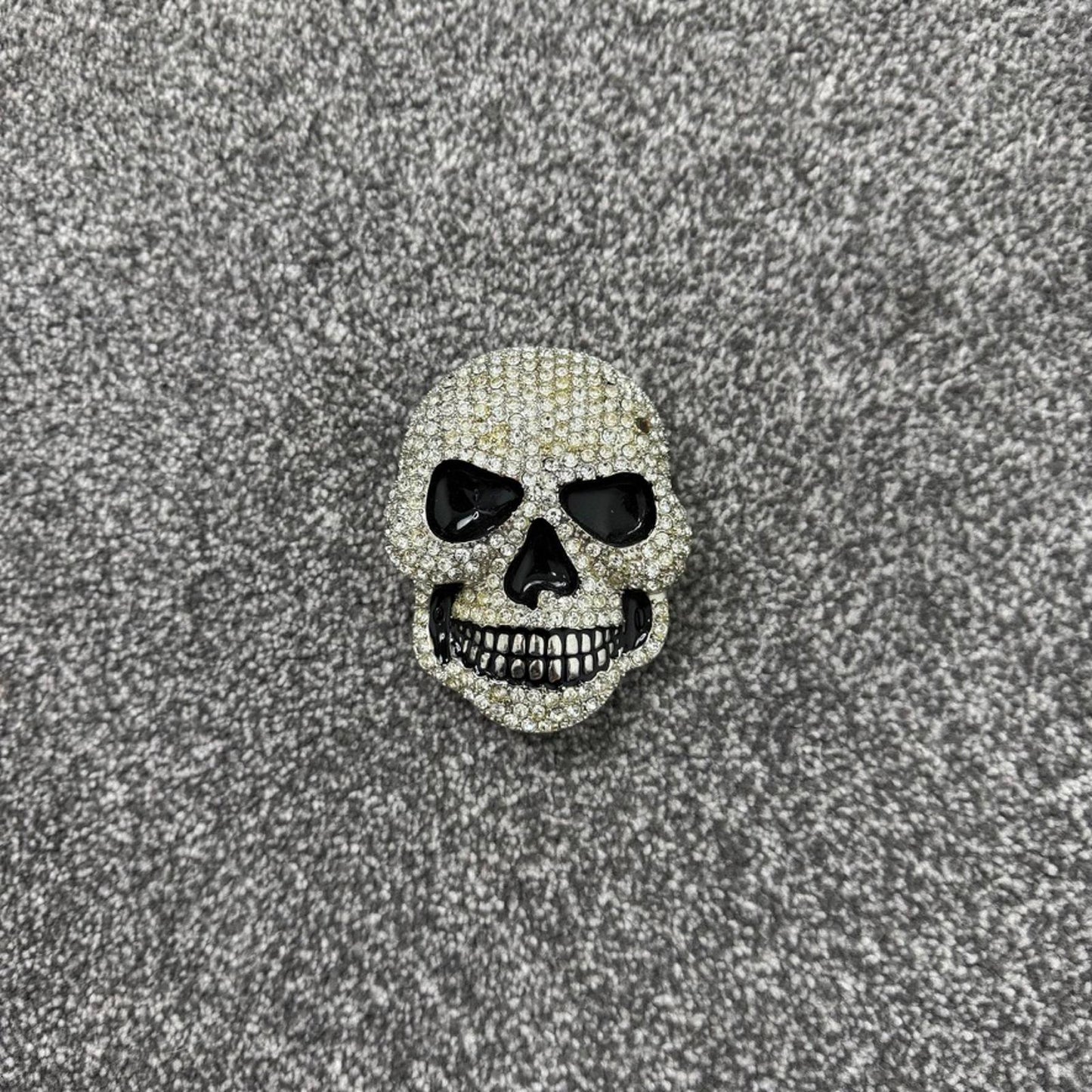 Y2K vintage skull rhinestone belt buckle mcbling embellished oversized chunky