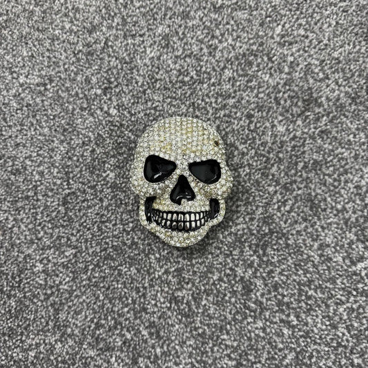 Y2K vintage skull rhinestone belt buckle mcbling embellished oversized chunky