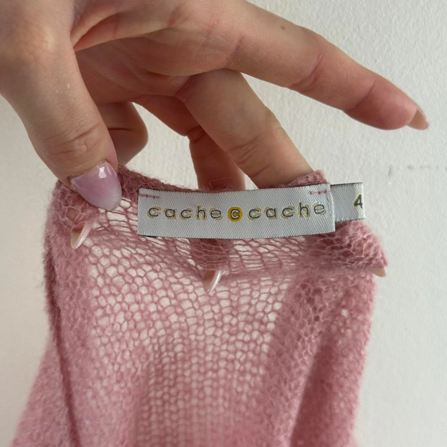 Y2K vintage Mohair blend double layered knit jumper flare sleeve lettuce hem