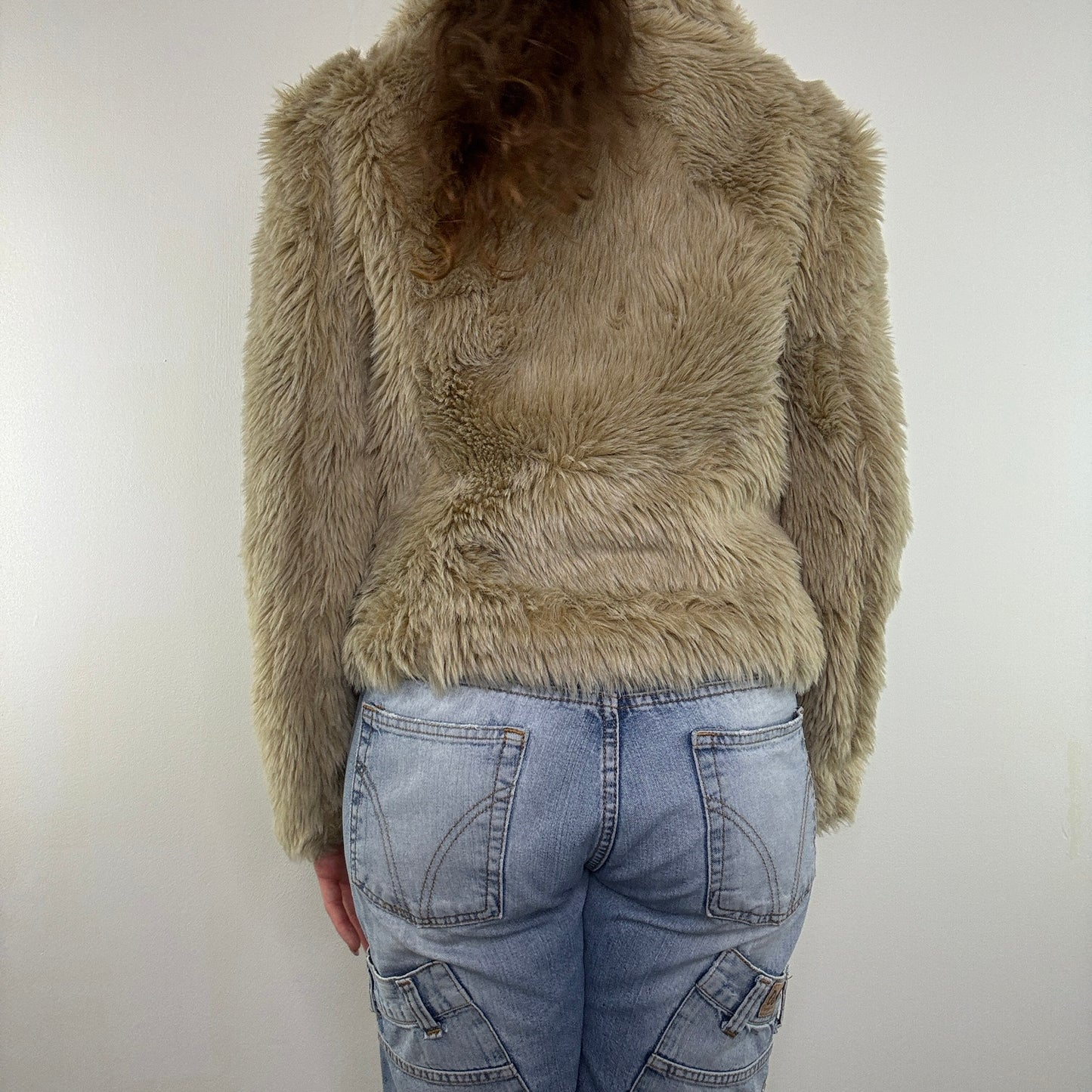 Y2K vintage faux fur shaggy zip up coat