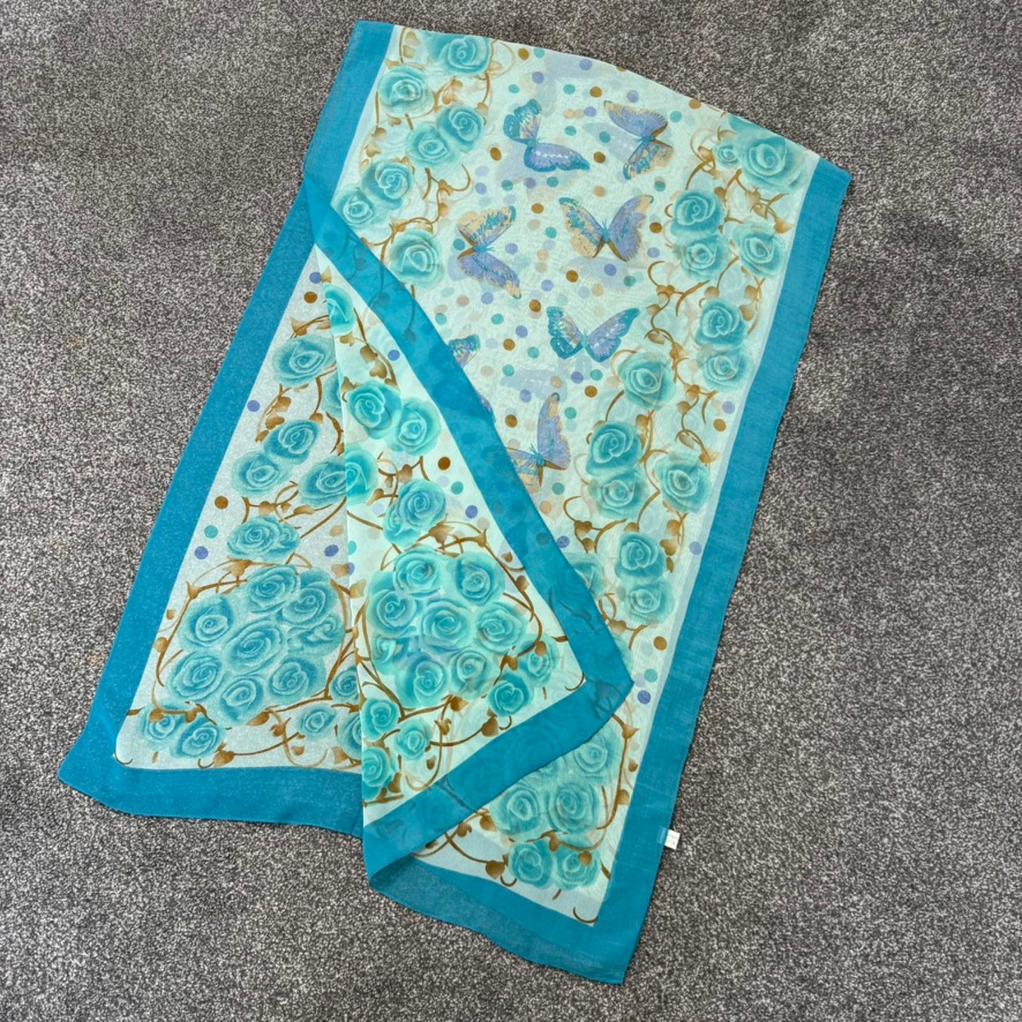 Y2K vintage sheer scarf butterfly rose thorns polka dot