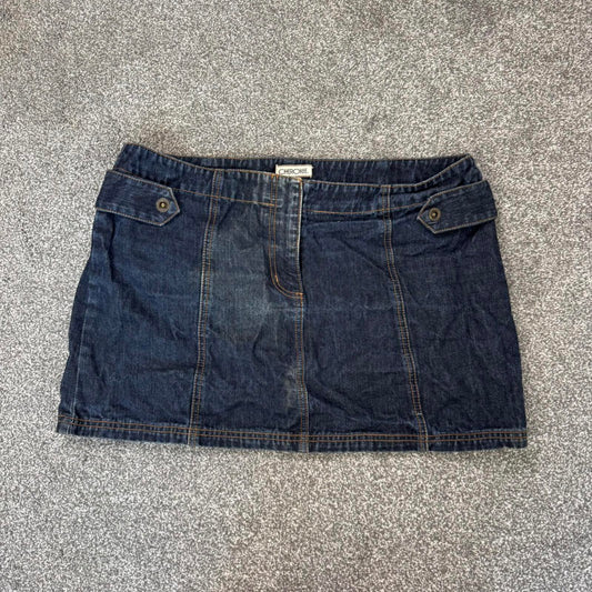 Y2K vintage faded dark denim mid rise mini skirt zippers cargo