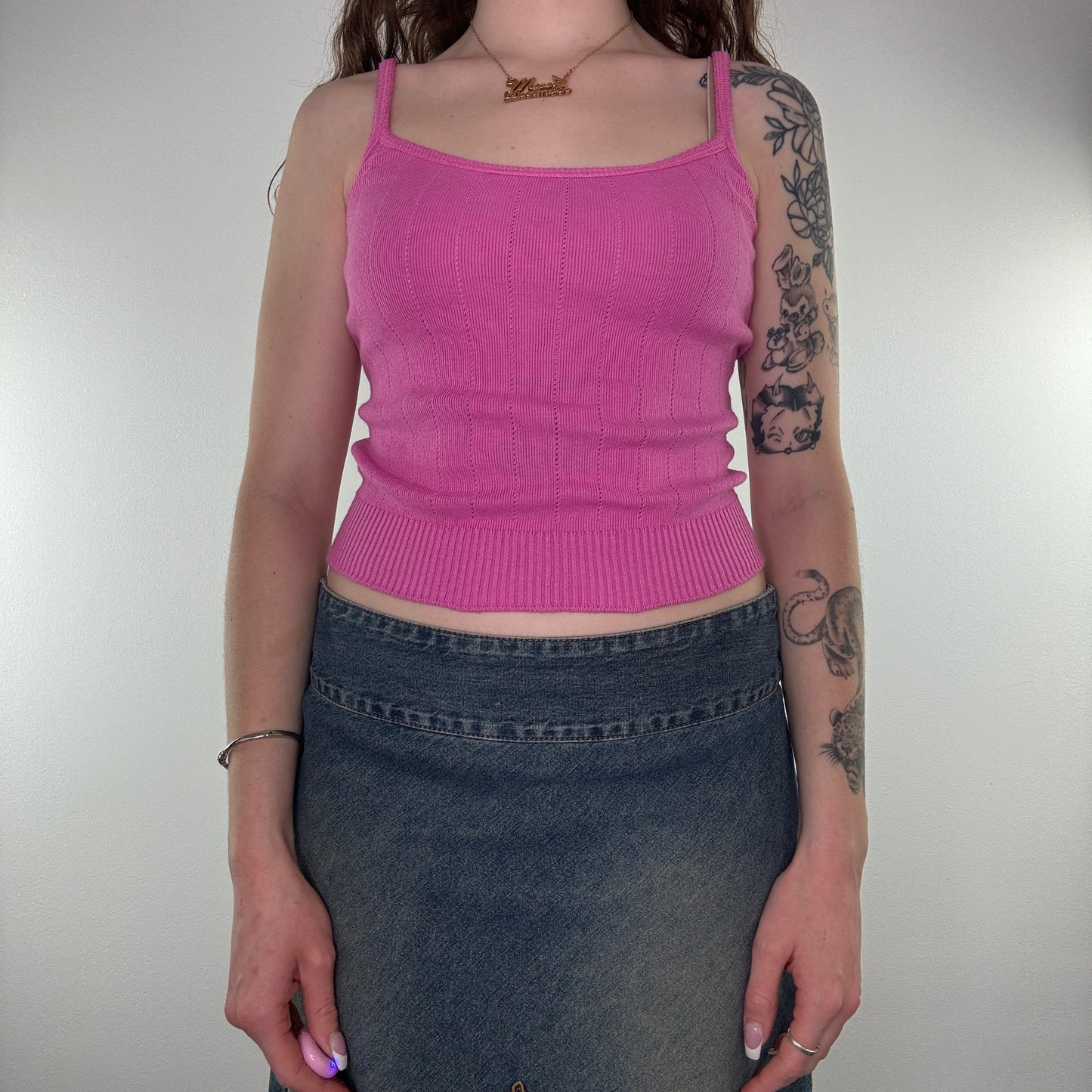 Y2K pink knitted cami top