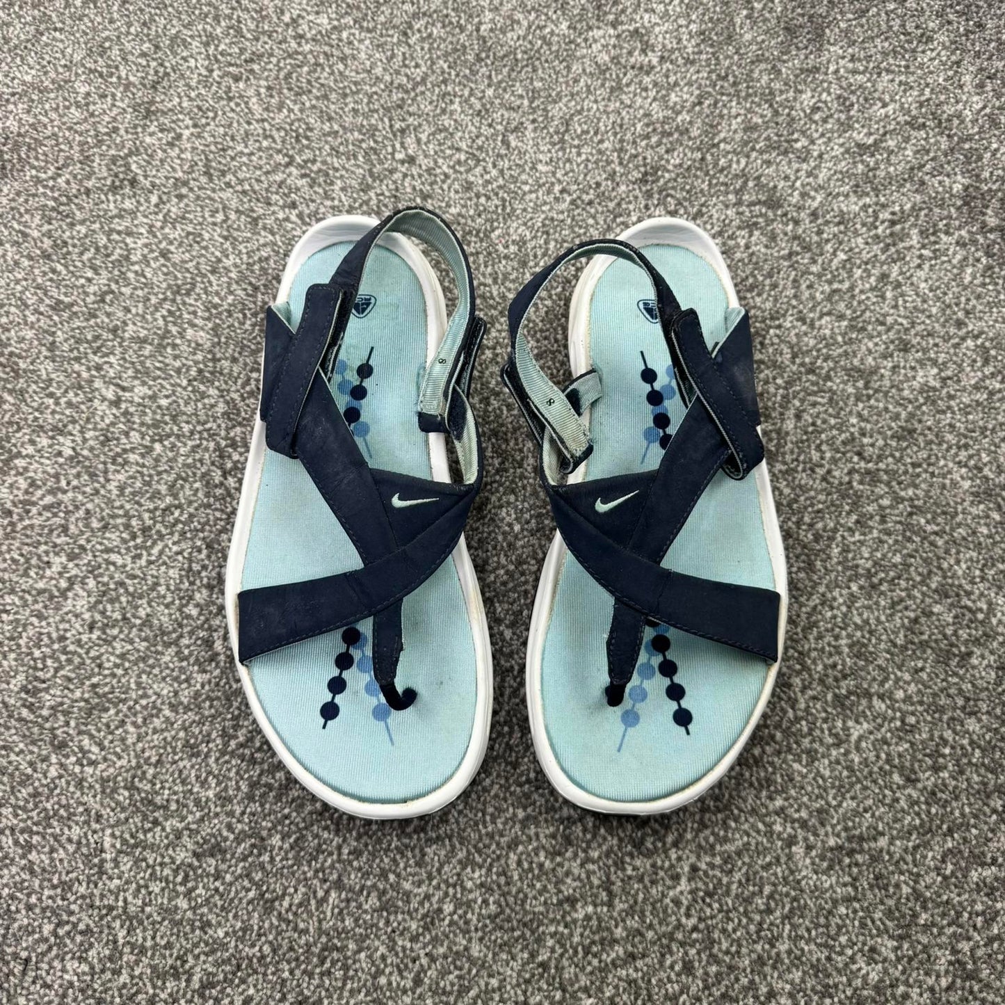 Y2K vintage Nike ACG sandals strap thong baby dark blue white sporty