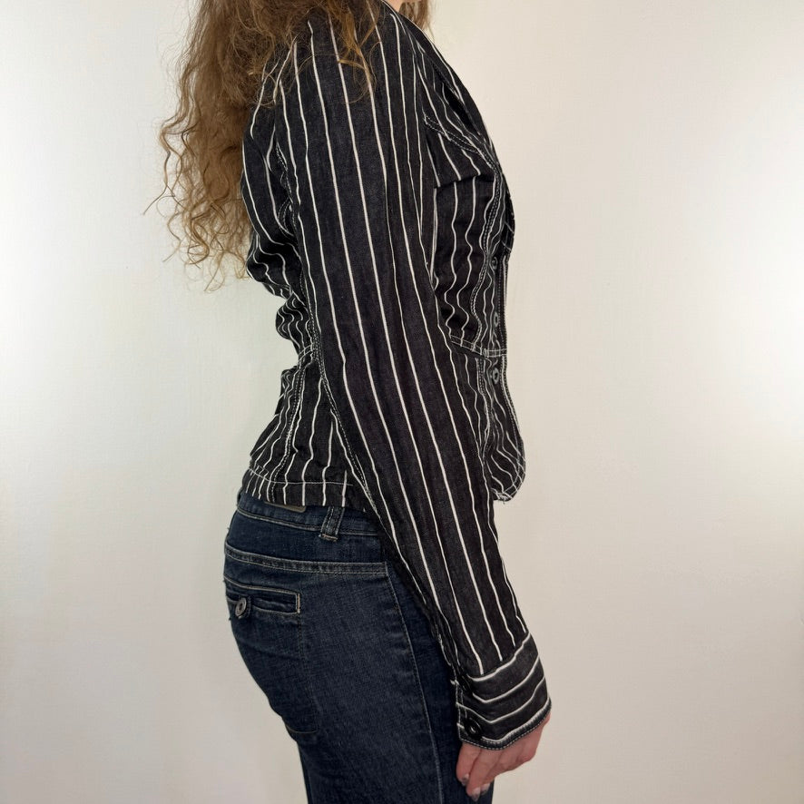 Y2K vintage denim pinstripe blazer