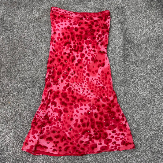 Y2K vintage Oasis leopard print maxi skirt sequin embellished flowy a line