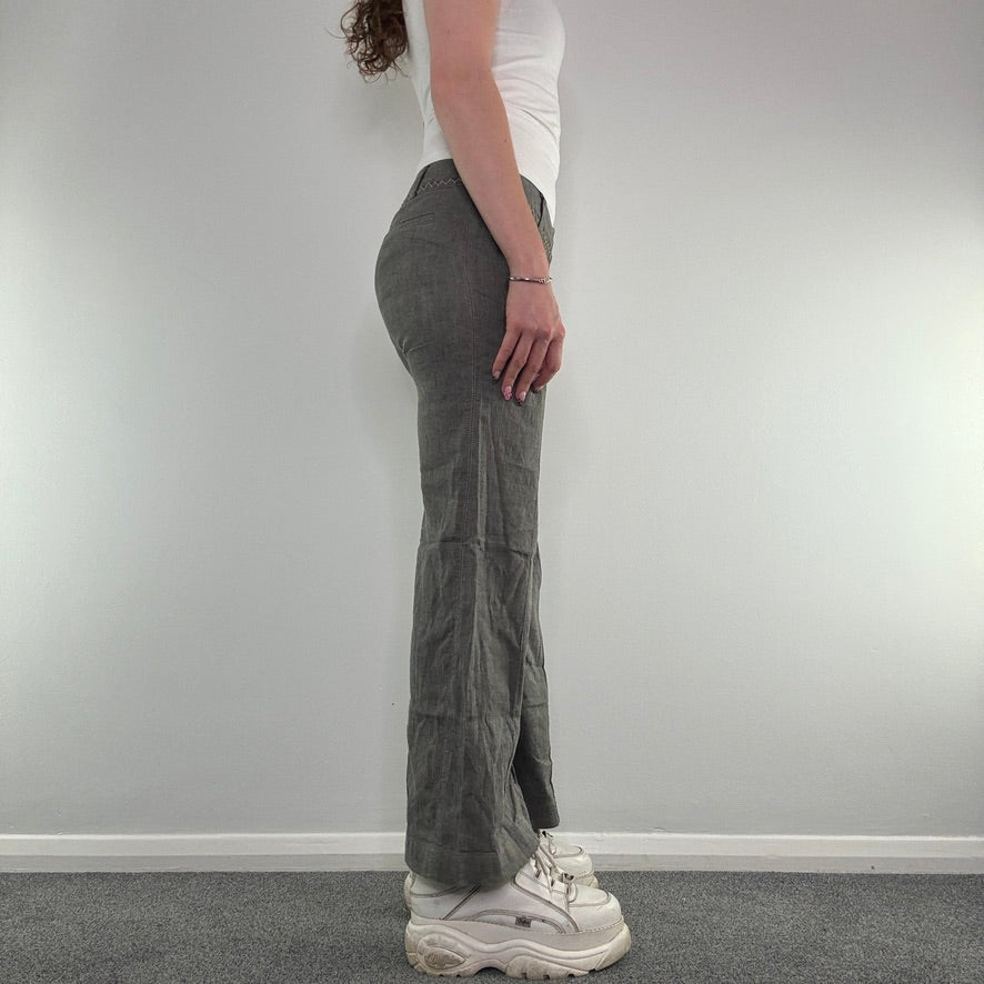 Y2K vintage low rise contrast stitch tailored office bootcut trousers