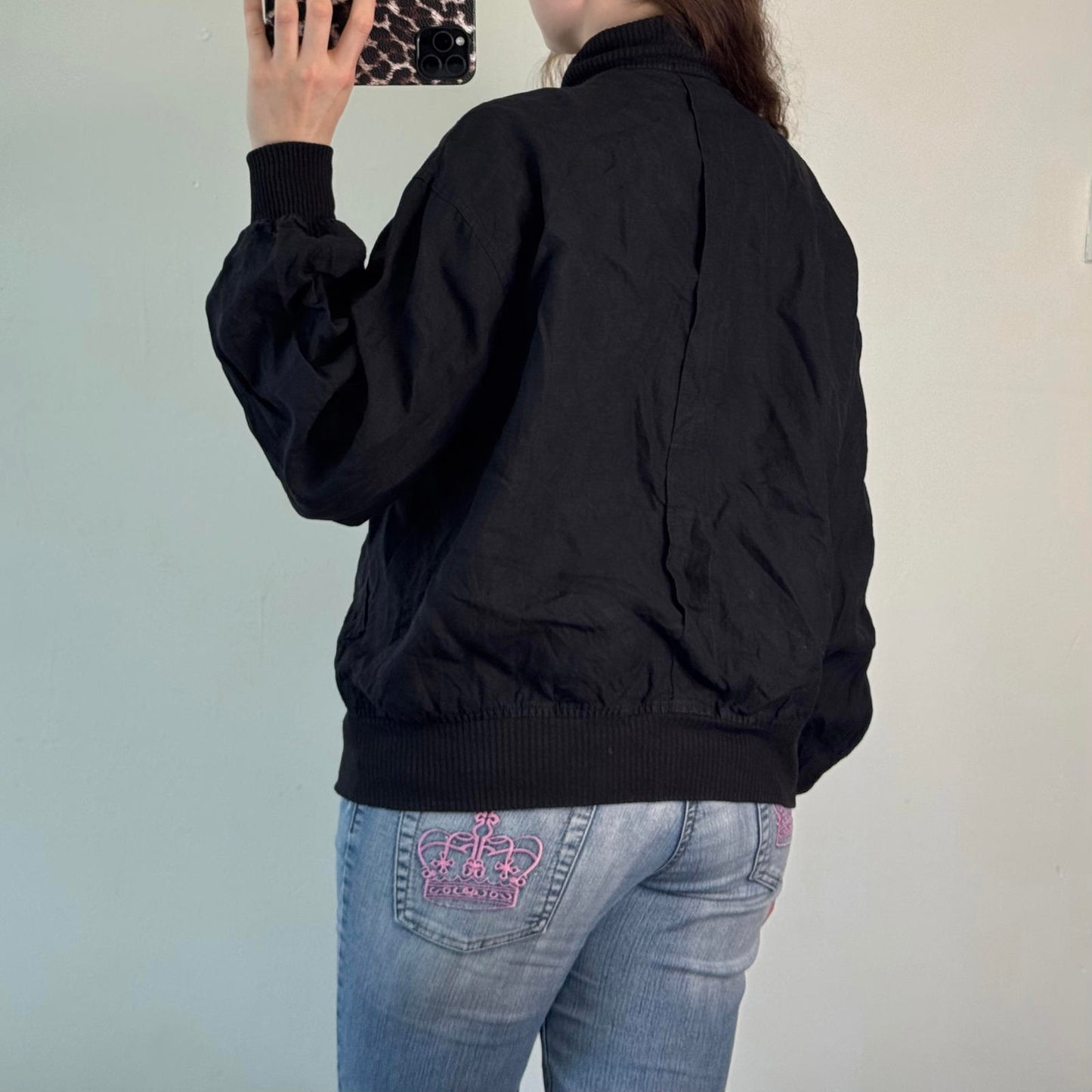 Vintage Aquascutum linen button up bomber jacket lightweight summer collarless