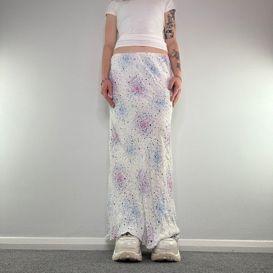 Y2K floaty floral summer maxi skirt