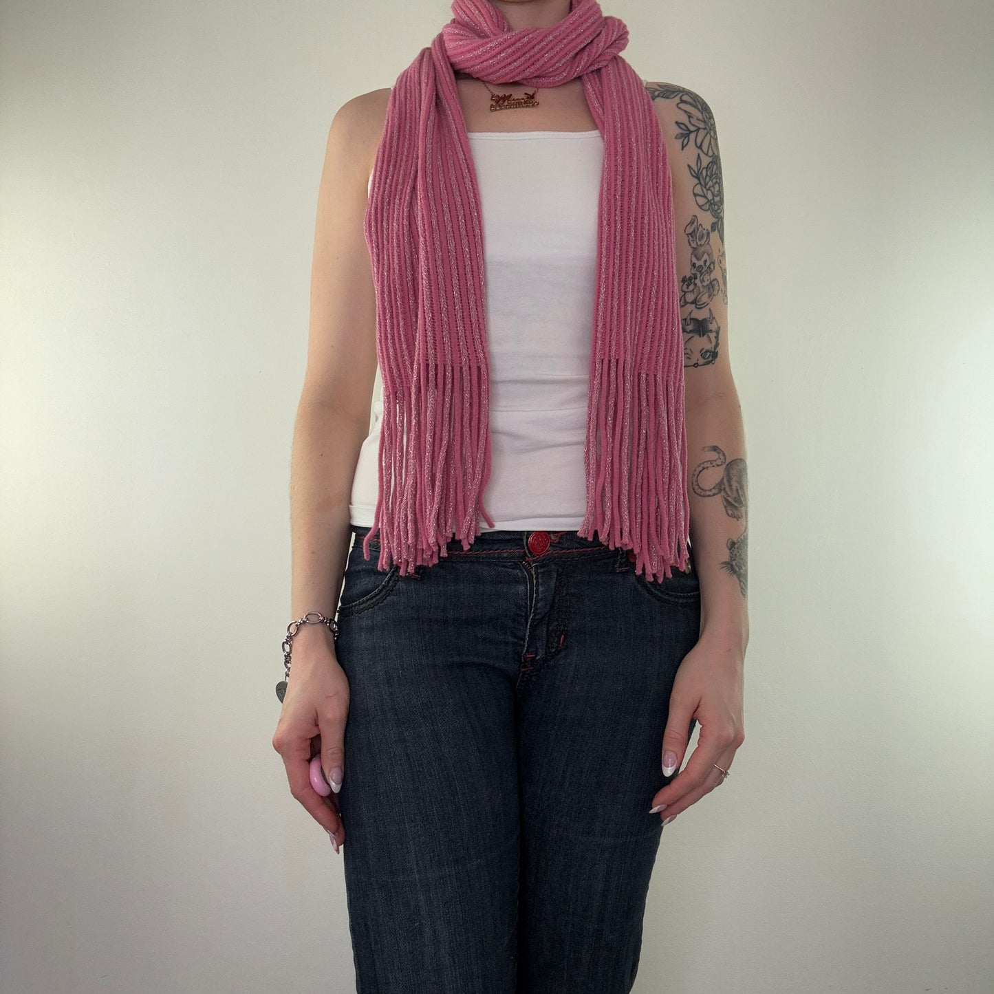 Y2K vintage knit sparkly scarf