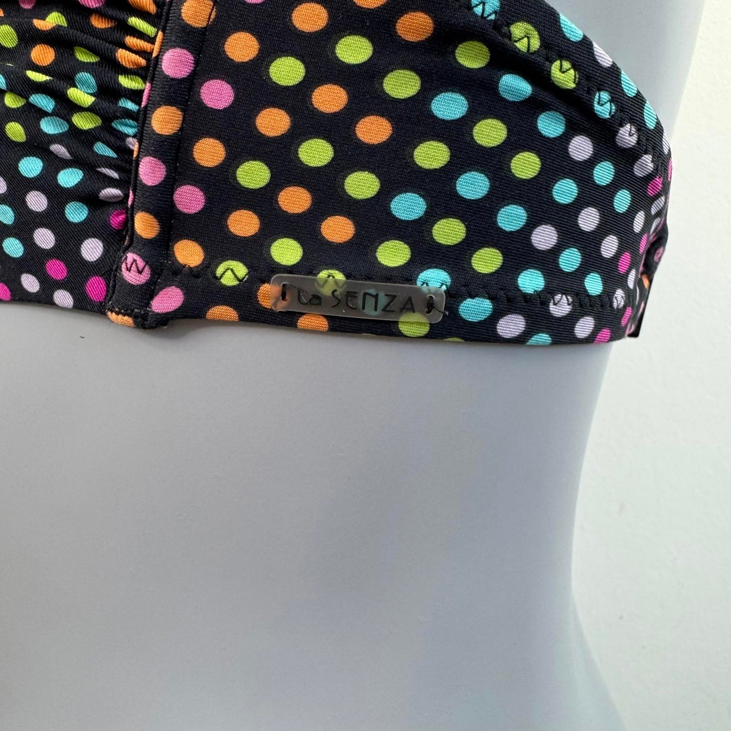 Y2K vintage strapless polka dot bikini top underwire light padding 32DD