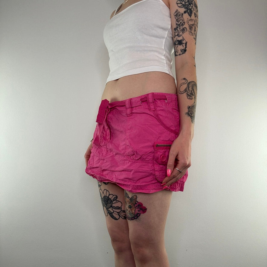 Y2K bow low rise cargo mini skirt