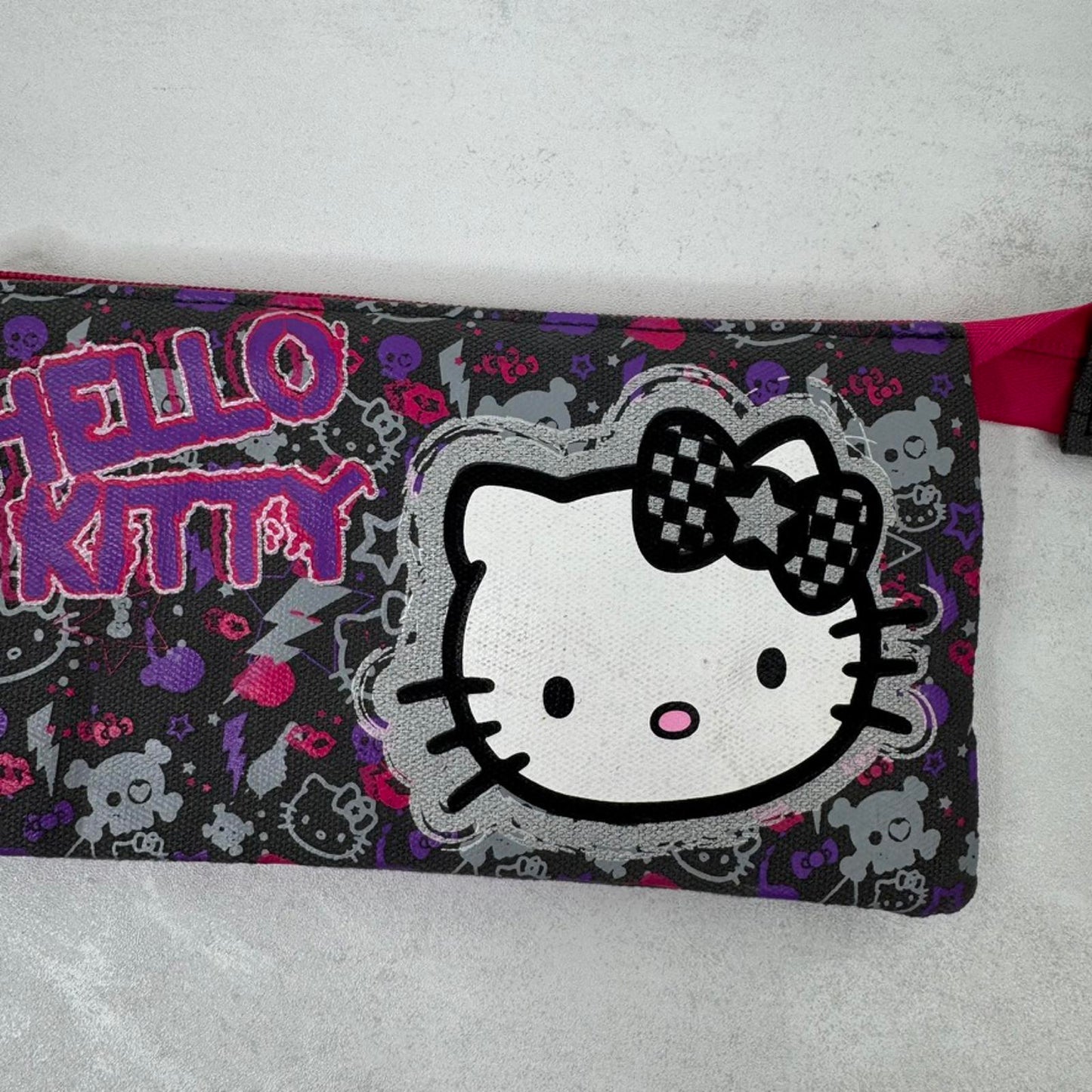 Vintage Hello Kitty Sanrio pencil case / makeup bag star charm skull