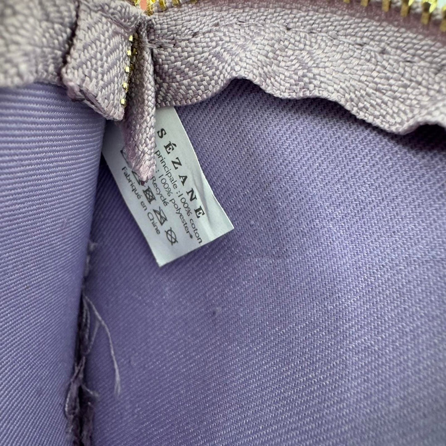 Sézane circular coin purse velour lilac purple gold