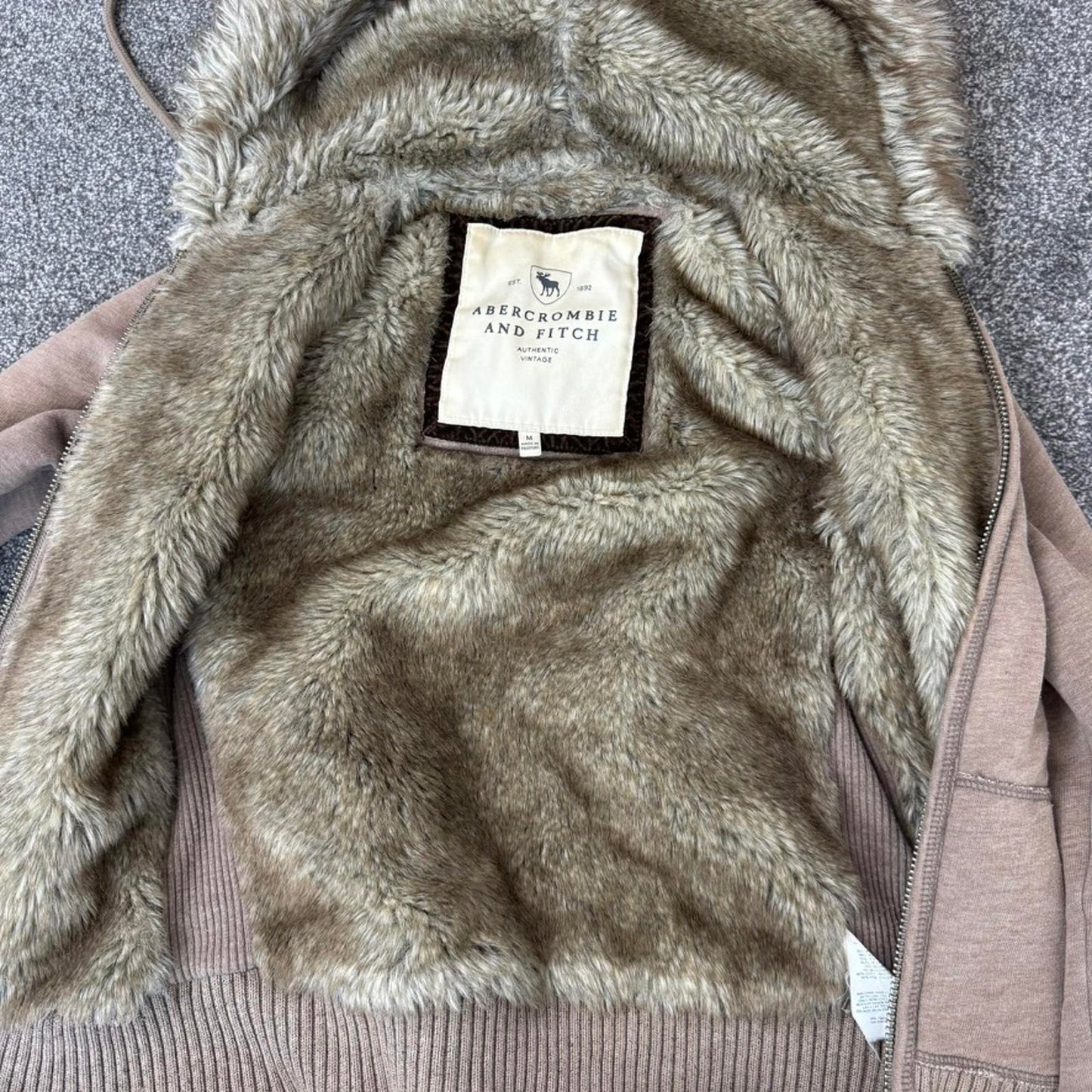 Y2K vintage Abercrombie & Fitch zip up hoodie faux fur lined trim mcbling