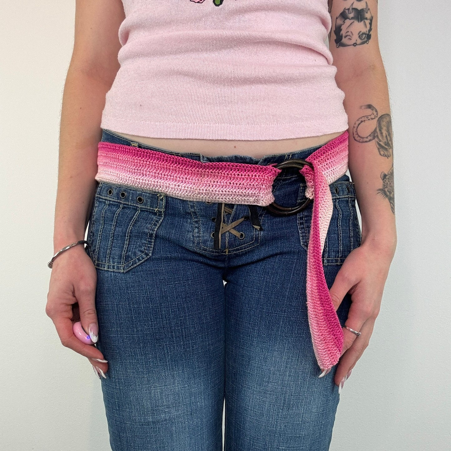 Y2K O ring ombre crochet belt