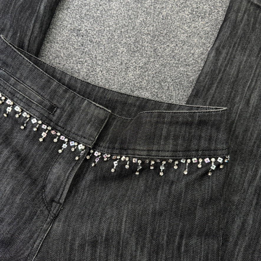 Y2K low rise rhinestone bootcut jeans