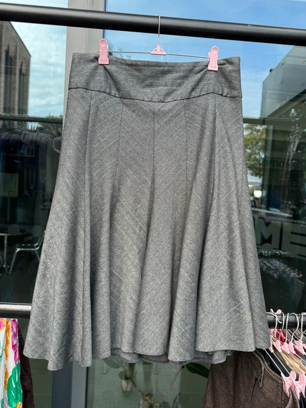 Y2K vintage midi skirt pinstripe a line sparkly grey glitter