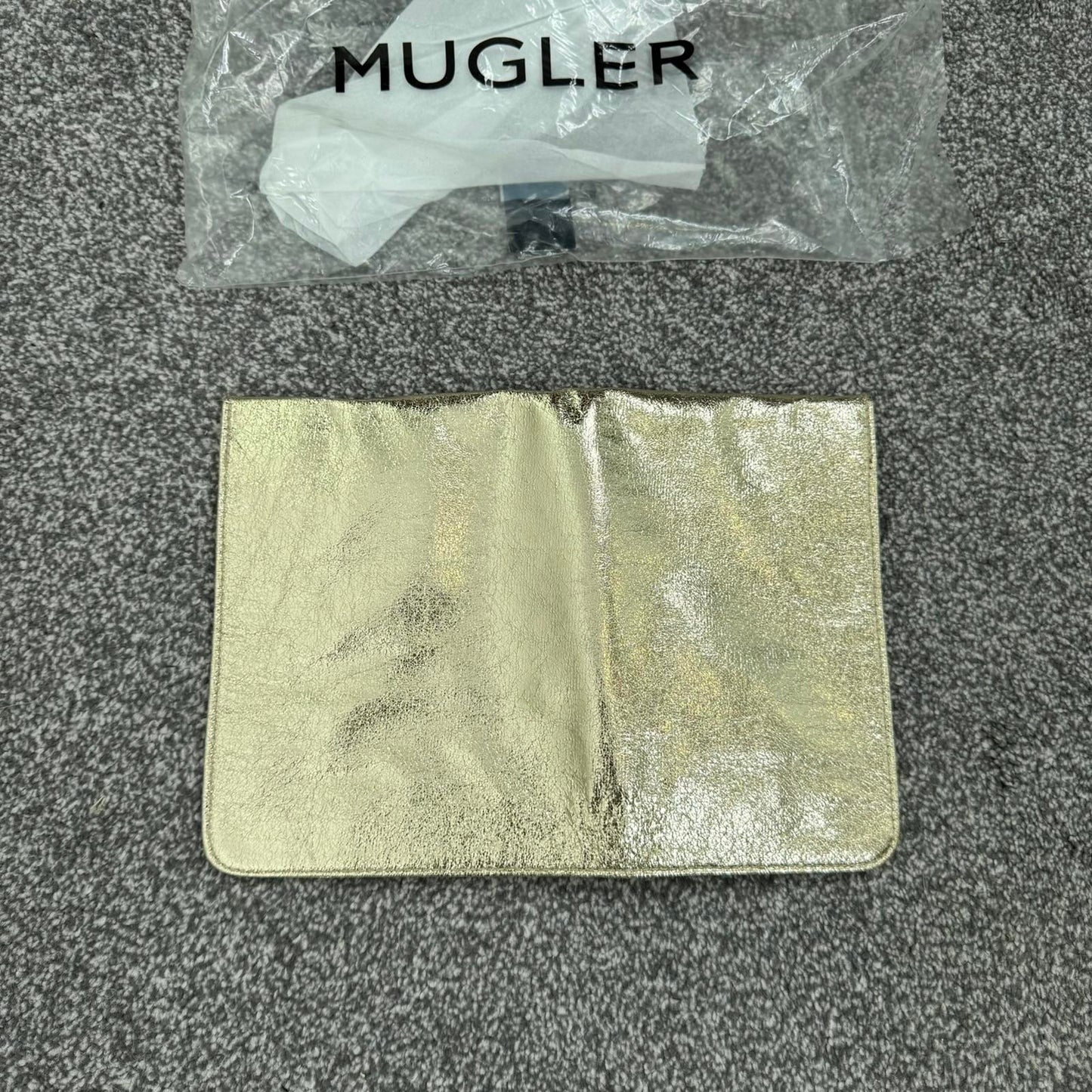 Mugler Alien Goddess Gold Pouch Clutch Bag Small