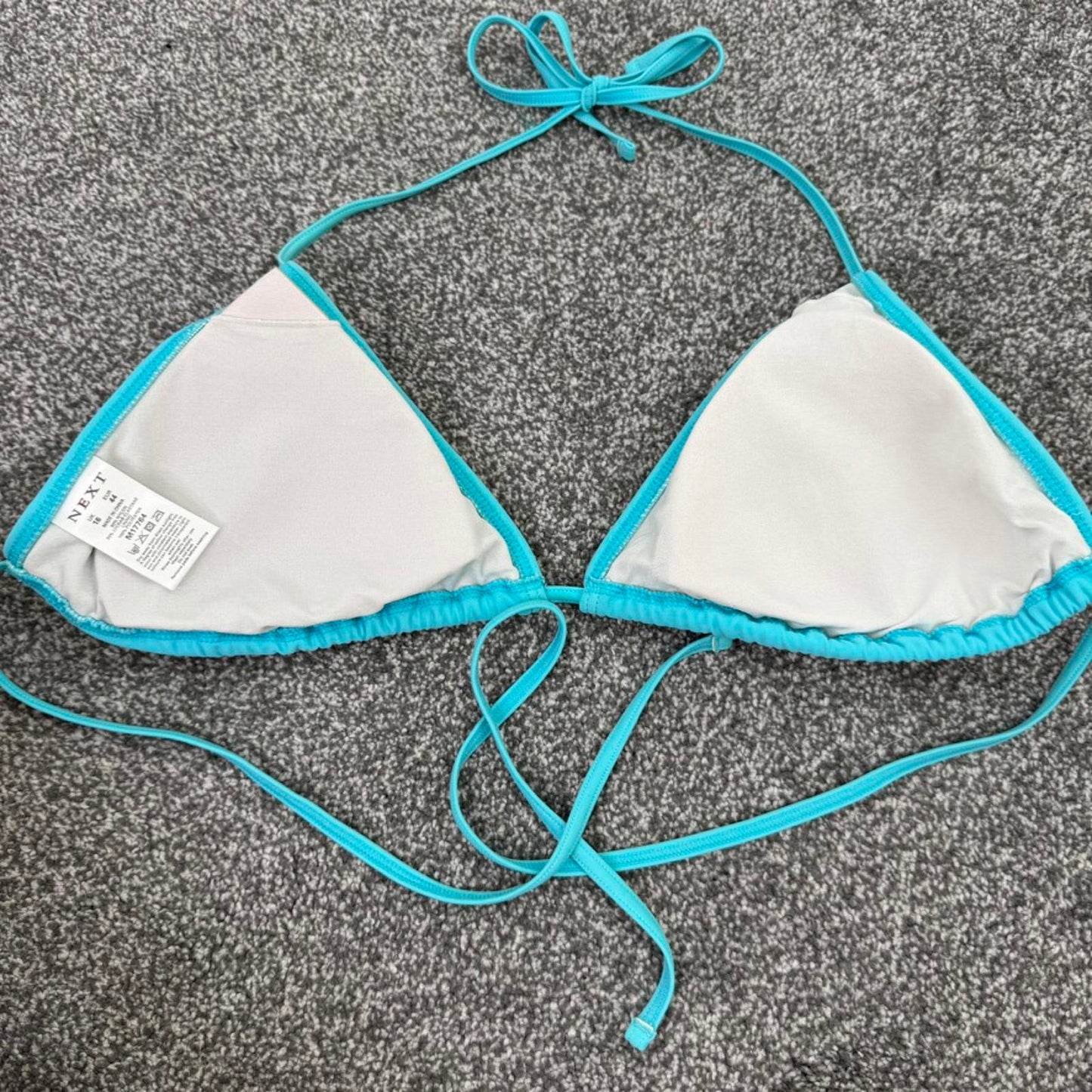 Y2K vintage halter neck bikini top floral embroidery blue padded bust