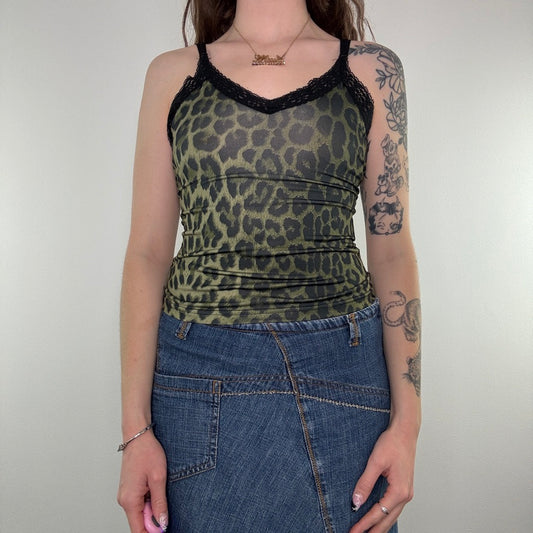 Y2K leopard slinky cami top