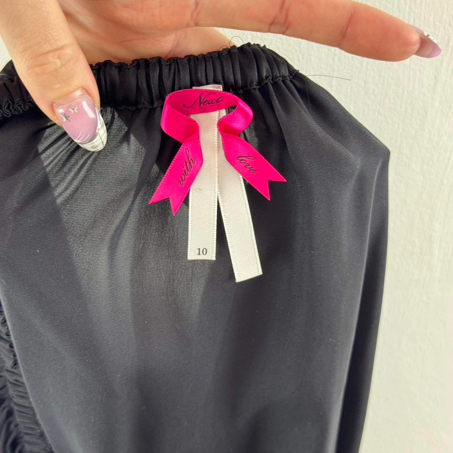 Y2K vintage batwing dolman blouse top elastic waistband sheer bow open shoulder