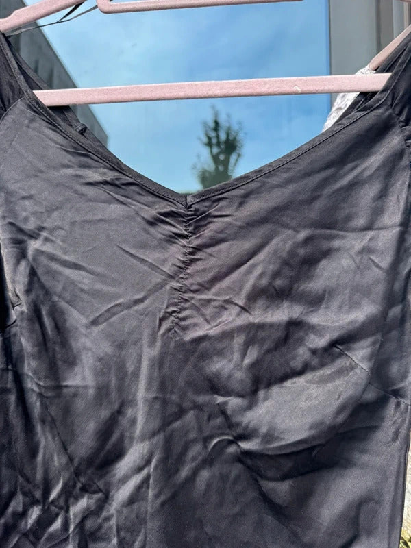Y2K vinatge simple basic satin top cap sleeve